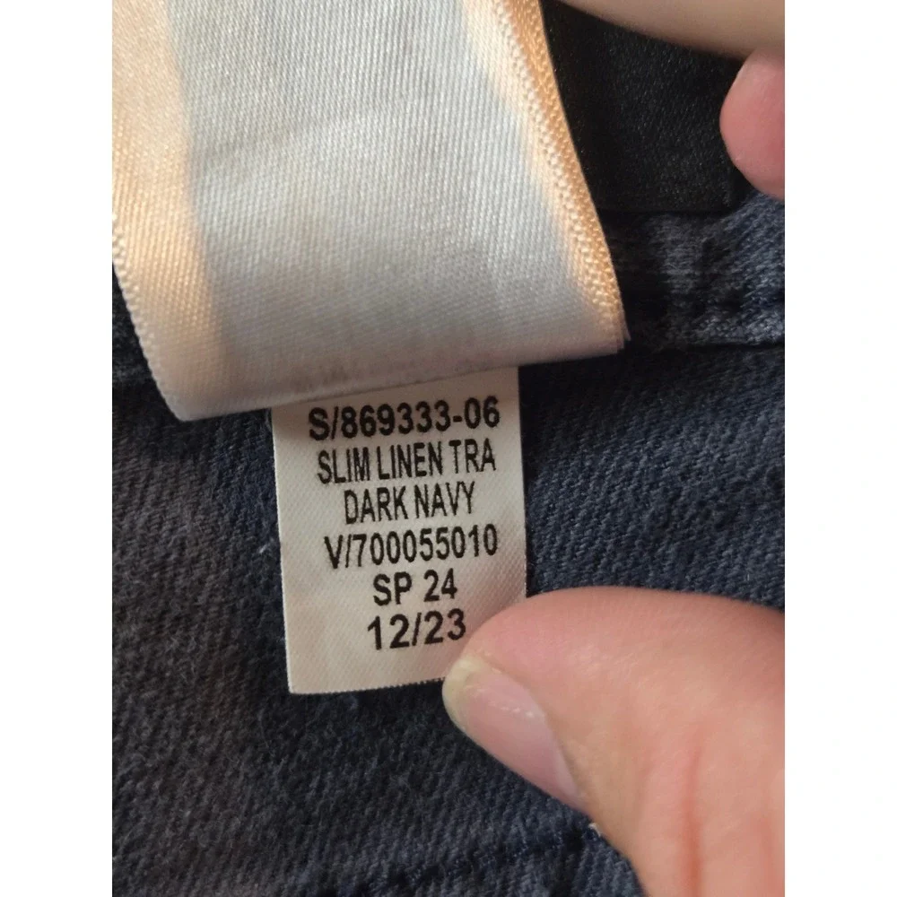 Banana Republic Traveler Pants Mens 31x31 Dark Navy Slim Linen Cotton Chinos